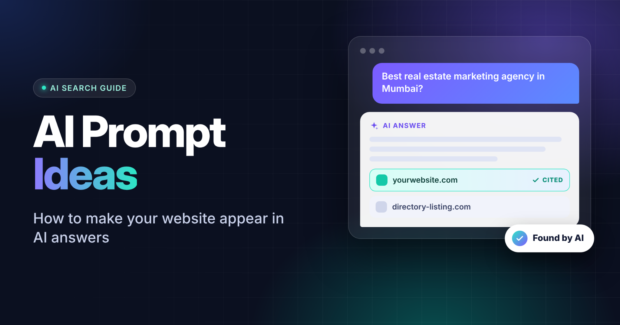 AI chat answer citing a website, with the title "AI Prompt Ideas: How to make your website appear in AI answers".