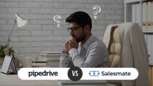 A man trying to decide whether pipedrive or salesmate is the right CRM tool for his business